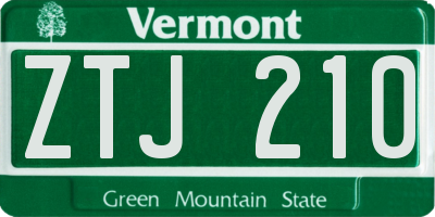 VT license plate ZTJ210