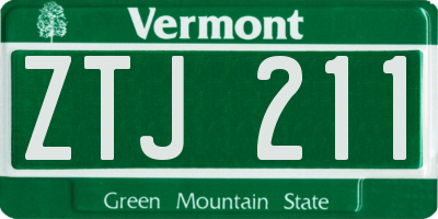 VT license plate ZTJ211