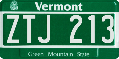 VT license plate ZTJ213