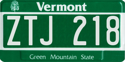 VT license plate ZTJ218