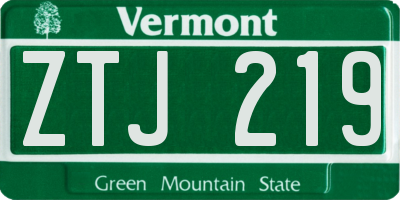 VT license plate ZTJ219