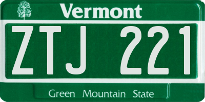 VT license plate ZTJ221