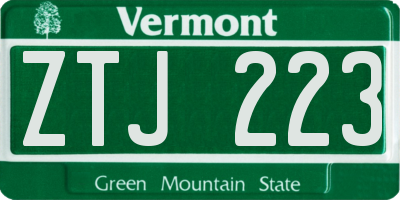 VT license plate ZTJ223