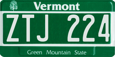 VT license plate ZTJ224