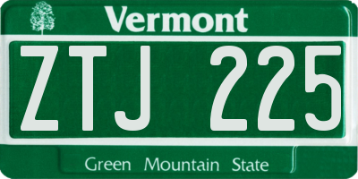 VT license plate ZTJ225