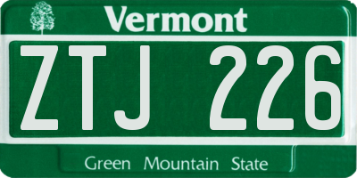 VT license plate ZTJ226