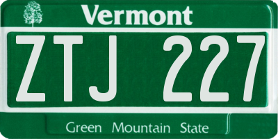 VT license plate ZTJ227