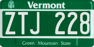 VT license plate ZTJ228