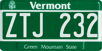 VT license plate ZTJ232