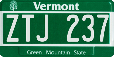 VT license plate ZTJ237