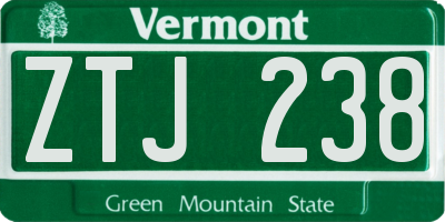 VT license plate ZTJ238