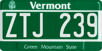 VT license plate ZTJ239