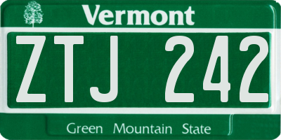 VT license plate ZTJ242