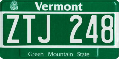 VT license plate ZTJ248