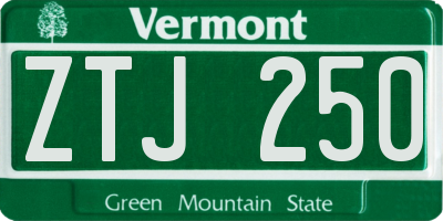 VT license plate ZTJ250