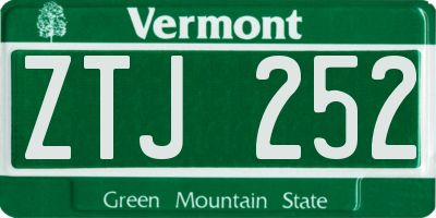 VT license plate ZTJ252