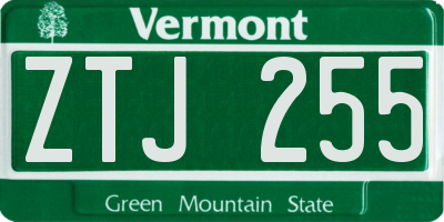 VT license plate ZTJ255