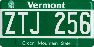 VT license plate ZTJ256