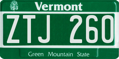 VT license plate ZTJ260