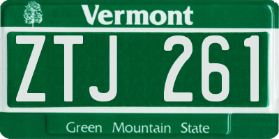 VT license plate ZTJ261