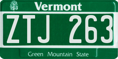 VT license plate ZTJ263