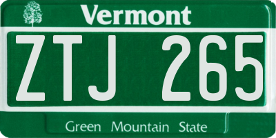 VT license plate ZTJ265