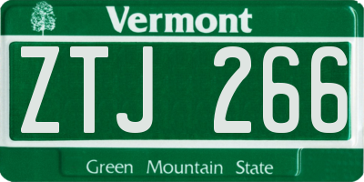 VT license plate ZTJ266