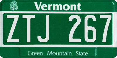 VT license plate ZTJ267