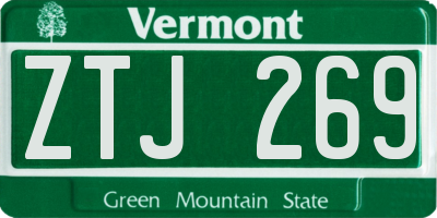 VT license plate ZTJ269