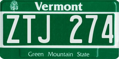 VT license plate ZTJ274
