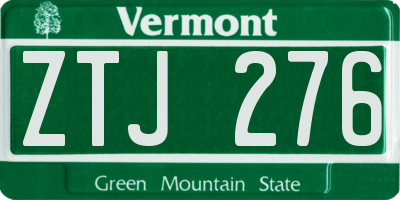 VT license plate ZTJ276