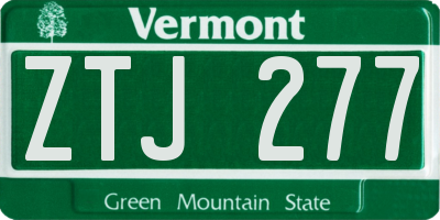 VT license plate ZTJ277