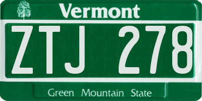 VT license plate ZTJ278