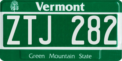 VT license plate ZTJ282