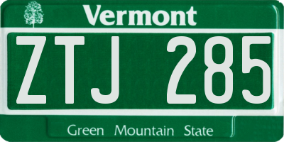 VT license plate ZTJ285