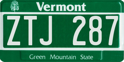 VT license plate ZTJ287