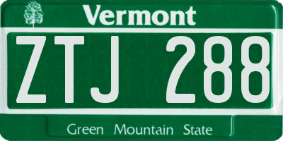 VT license plate ZTJ288
