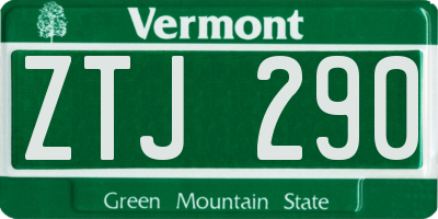 VT license plate ZTJ290