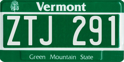 VT license plate ZTJ291