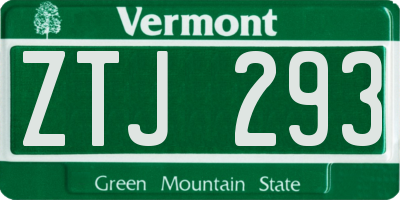 VT license plate ZTJ293