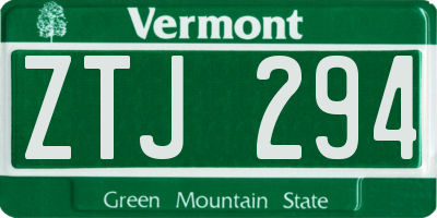 VT license plate ZTJ294