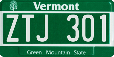 VT license plate ZTJ301