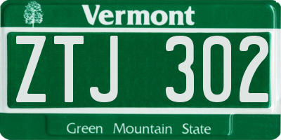 VT license plate ZTJ302