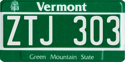 VT license plate ZTJ303