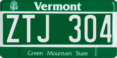 VT license plate ZTJ304