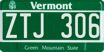 VT license plate ZTJ306
