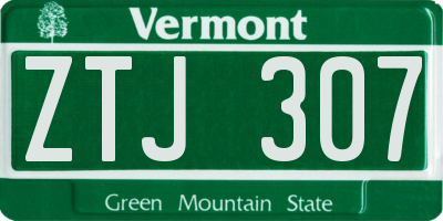 VT license plate ZTJ307