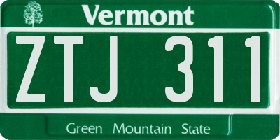 VT license plate ZTJ311