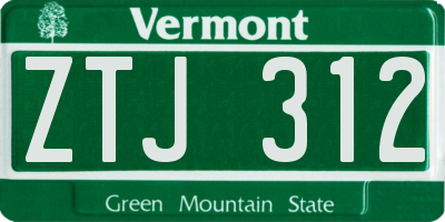 VT license plate ZTJ312