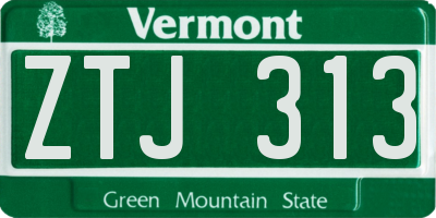 VT license plate ZTJ313